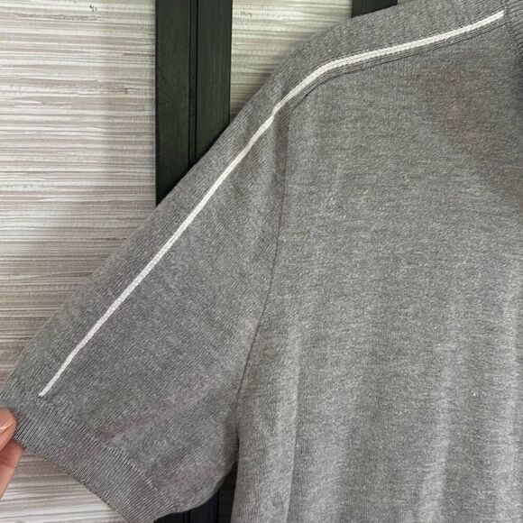 Topman gray and white zippered short sleeve sweater size L - Picture 3 of 5